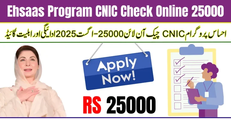 Ehsaas Program CNIC Check Online 25000 – August 2025 Payment & Eligibility Guide